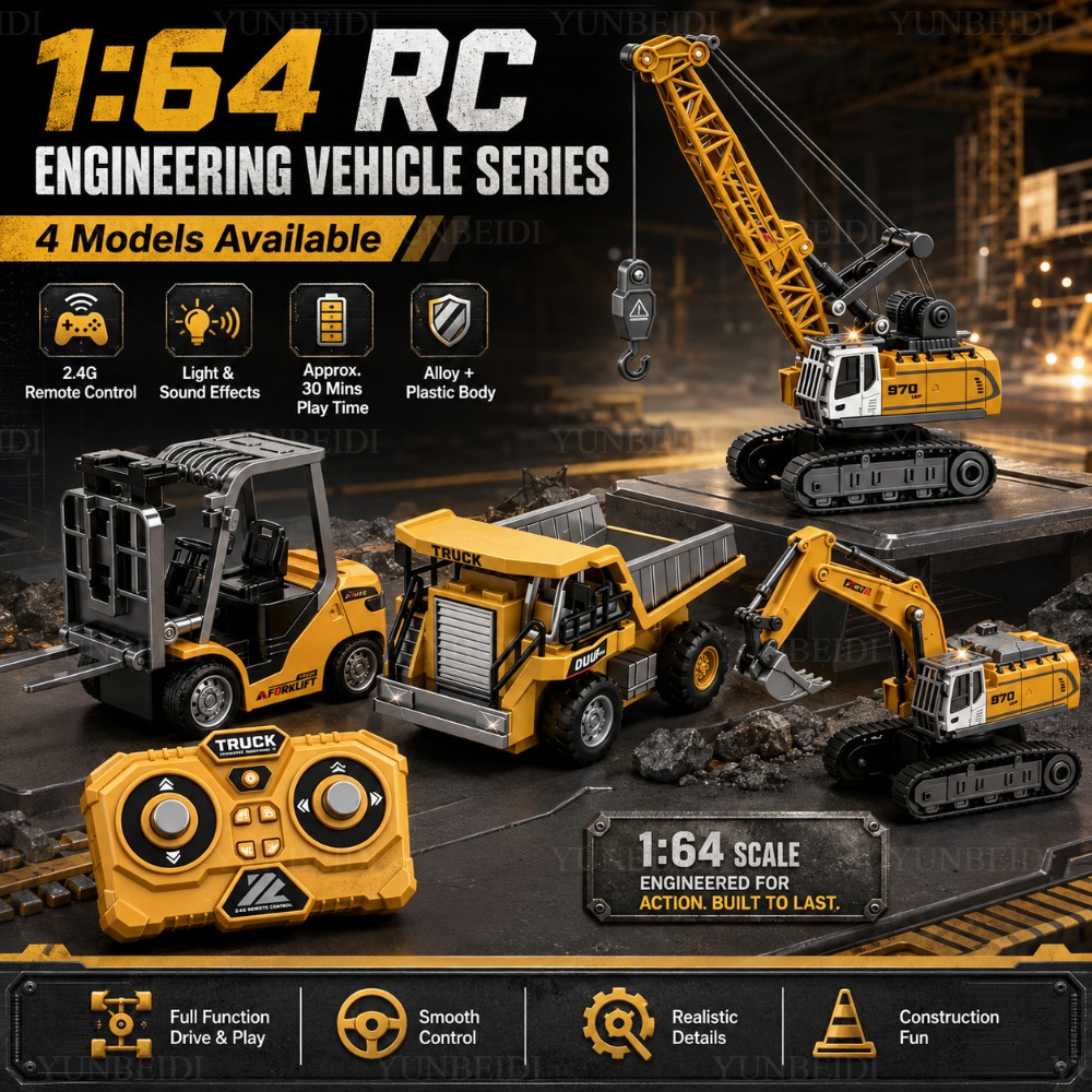 Heavy Equipment Crane - Remote Control Mini Alloy Car 1:64