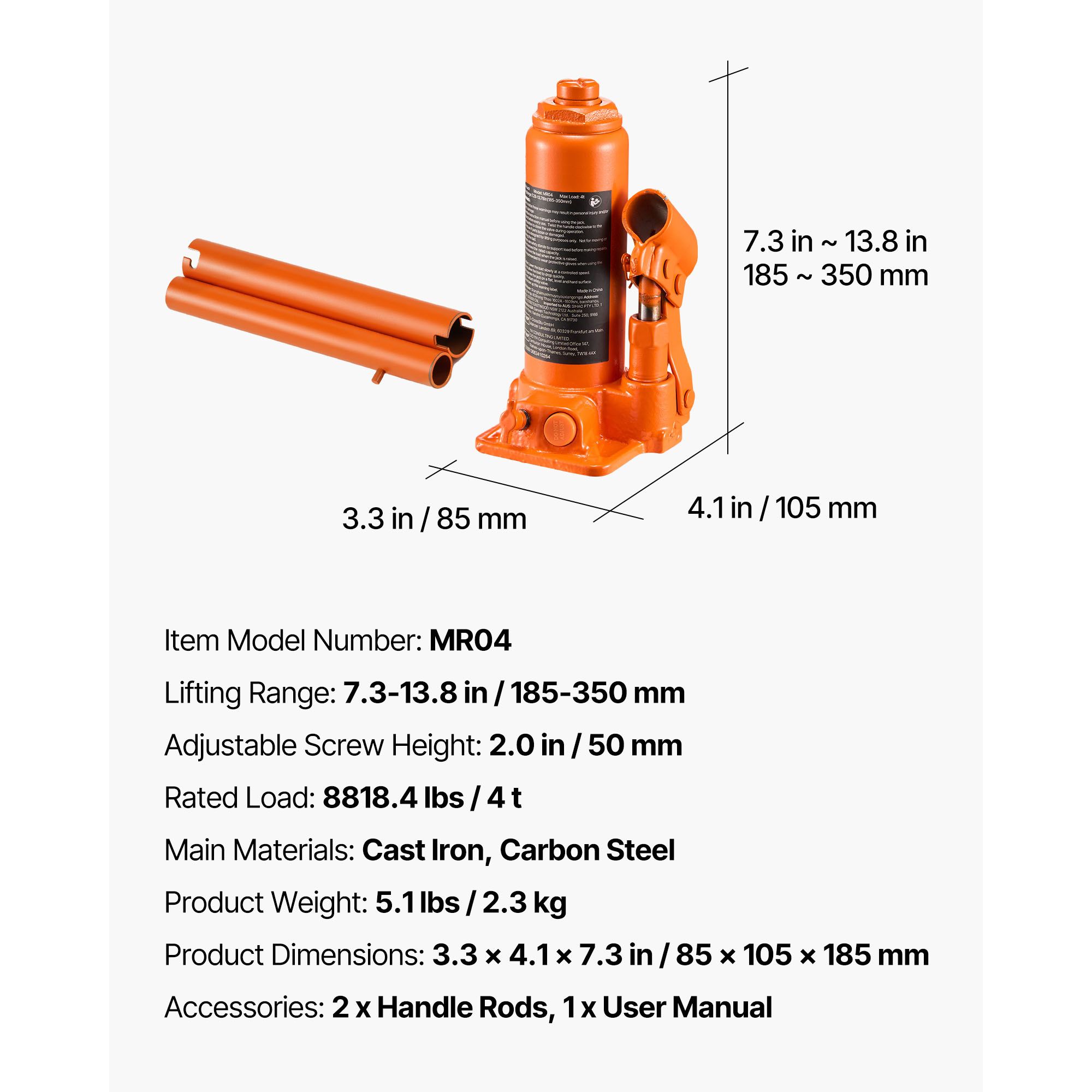 Hydraulic Bottle Jack, 4 Ton ( - Welding Heavy Equipment review and price