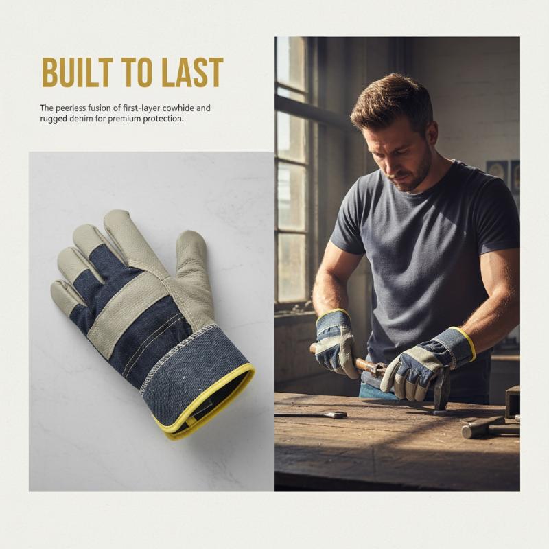 1 Pair Cowhide Denim Gloves Th - Heavy Equipment Yard review and price